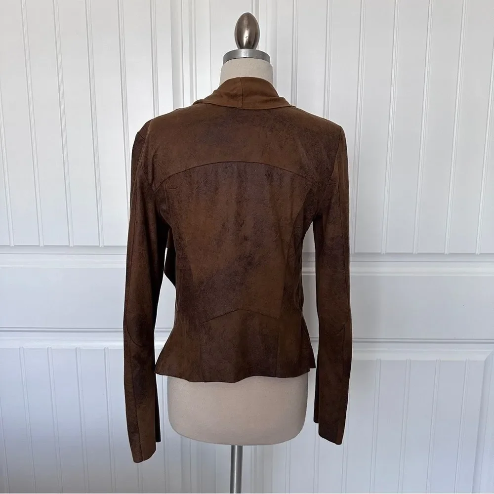 BNCI Faux Suede Brown Draped Moto Jacket - Picture 4 of 8